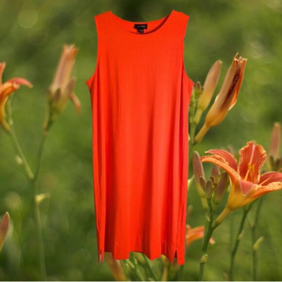 J. Jill small sleeveless orange shift dress. Rayon blend stretch casual dress. - Picture 1 of 1